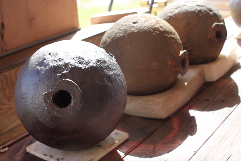 Historic cannonballs at San Juan National Historic Site